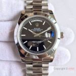 High Quality Fake Rolex Presidential Day-Date Watch 41 mm SS Black Face with MingZhu Movement